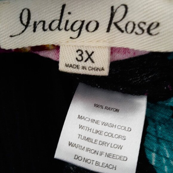 Indigo Rose Blouse Black Purple Floral Lightweight Stretch Plus Size 3X - Picture 4 of 4